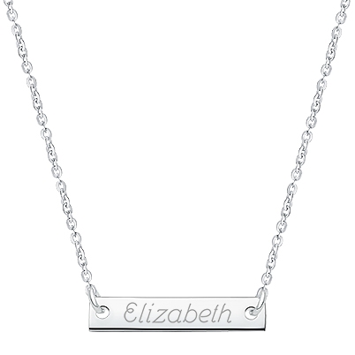 Small Bar, Engraved Teen&#039;s Necklace for Girls (FREE Personalization) - Sterling Silver