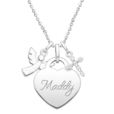 Small Heart &quot;Design Your Own&quot; Teen&#039;s Necklace for Girls (50+ Optional Charms &amp; FREE Engraving) - Sterling Silver