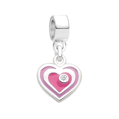 Sparkle in My Heart, Sterling Silver, Pink Enamel and CZ Heart - Children&#039;s Adoré™ Dangle Charm