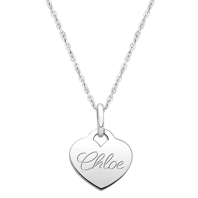 Baby Heart, Engraved Teen&#039;s Necklace for Girls (FREE Personalization) - Sterling Silver