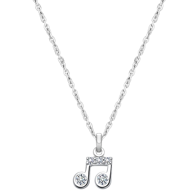Vertical Musical Notes Pendant Necklace in Sterling Silver