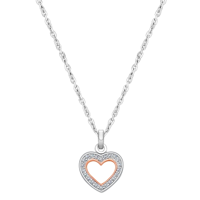 Rosabella™ Heart Silhouette, Children&#039;s 2-Tone Necklace for Girls - Sterling Silver