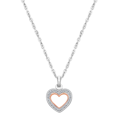 Rosabella™ Heart Silhouette, Children&#039;s 2-Tone Necklace for Girls - Sterling Silver