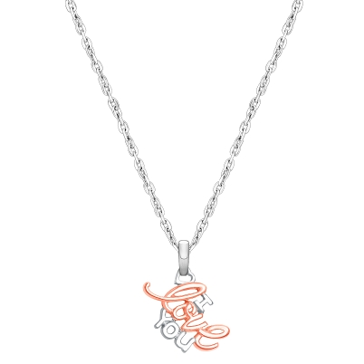 Rosabella™ I Love You, Children&#039;s 2-Tone Necklace for Girls - Sterling Silver
