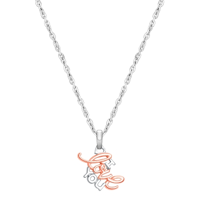 Rosabella™ I Love You, Children&#039;s 2-Tone Necklace for Girls - Sterling Silver