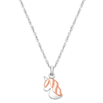 Rosabella™ Unicorn, Children&#039;s 2-Tone Necklace for Girls - Sterling Silver