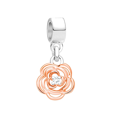 Sweet as a Rose, 2-Tone Sterling Silver with 14K Rose Gold Plating - Children&#039;s Adoré™ Dangle Charm