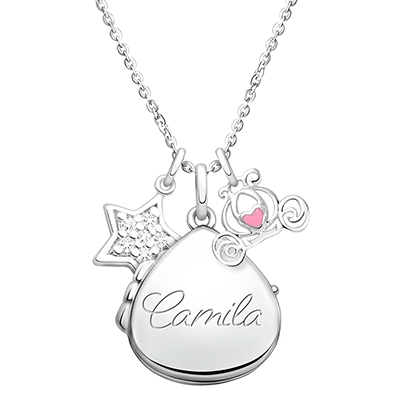 Teardrop &quot;Create Your Own&quot; Locket with Layered Charms for Children (Includes Chain &amp; FREE 1-Side Engraving) - Sterling Silver