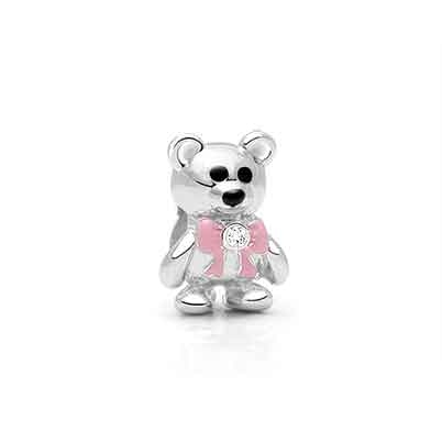 Best Friend Bear, Sterling Silver Teddy Bear with CZ Bow - Children&#039;s Adoré™ Charm