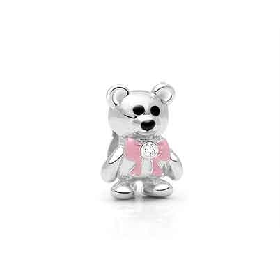 Kids Silver Pink Teddy Charm Bracelet – Kidz Gemz