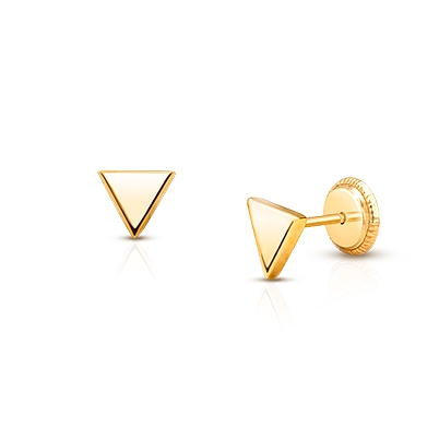 Triangle Studs, Teen&#039;s Earrings, Screw Back - 14K Gold