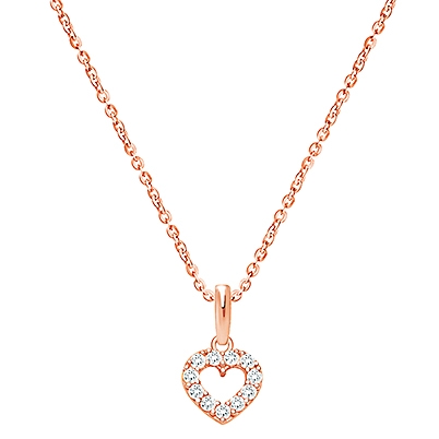Twinkling Heart, Clear CZ Children&#039;s Necklace (Includes Chain) - 14K Rose Gold
