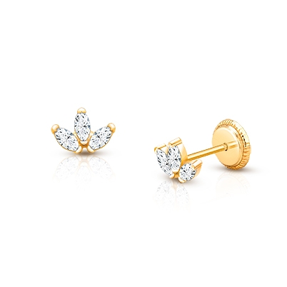 Baby Diamond Earrings Screw Back .10TCW | 14K Gold