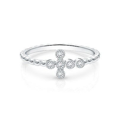 Walk by Faith, Clear CZ Cross Children&#039;s Ring for Girls - Sterling Silver