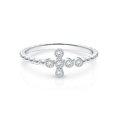 Walk by Faith, Clear CZ Cross Teen&#039;s Ring for Girls - Sterling Silver