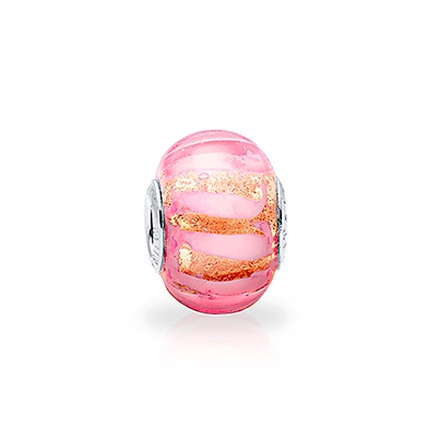 Warm Hugs, Sterling Silver and Entwined Pink &amp; Gold Murano Glass (Hand Made in Italy) - Children&#039;s Adoré™ Charm