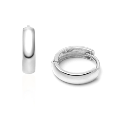 11mm Wide Huggie Hoop, Teen&#039;s Earrings - 14K White Gold