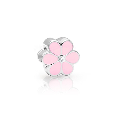 Wishing on Petals, Sterling Silver Flower with Light Pink Enamel and CZ - Children&#039;s Adoré™ Charm