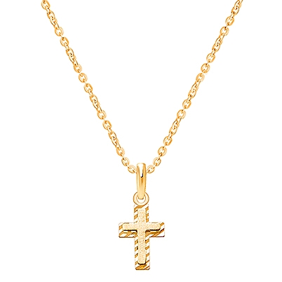 Beautifully Beveled Cross, Mother&#039;s Necklace for Women - 14K Gold