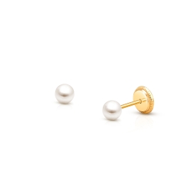 3mm Pearl Studs Baby Children s Earrings Screw Back 14K Gold