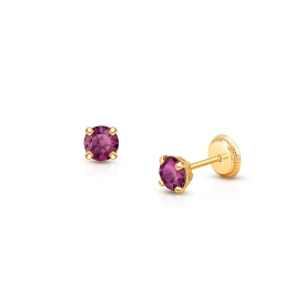 4mm Classic Round Studs, Baby/Children's Earrings, Screw Back - 14K Gold