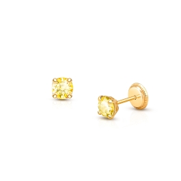 November Birthstone Studs 4mm Swarovski Crystal Baby Children s Earrings Screw Back 14K Gold