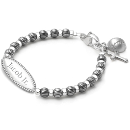 Boy's Oxidized Silver, Baby/Children's Engraved Bracelet - Sterling Silver
