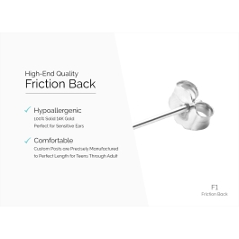 Earring Back (F1) Friction Back - 14K White Gold