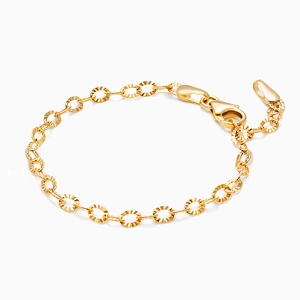 14K Gold Charm Bracelet, Design Your Own Baby/Children&#039;s Link Chain Bracelet for Girls - 14K Gold