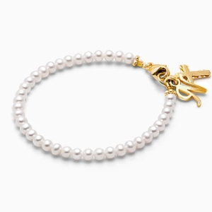 14K Gold Charm Bracelet, Design Your Own Baby/Children’s Link Chain Bracelet for Girls (Includes Diamond Initial) - 14K Gold