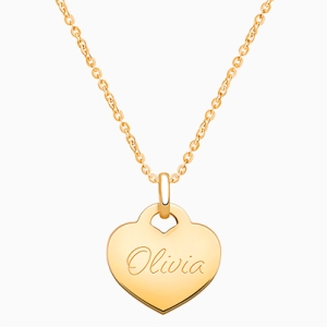 14K Gold Baby Heart, Engraved Children&#039;s Necklace for Girls (FREE Personalization) - 14K Gold