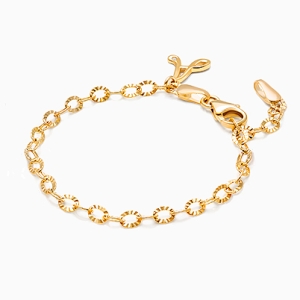 14K Gold Charm Bracelet, Design Your Own Baby/Children’s Link Chain Bracelet for Girls (INCLUDES Diamond Initial) - 14K Gold
