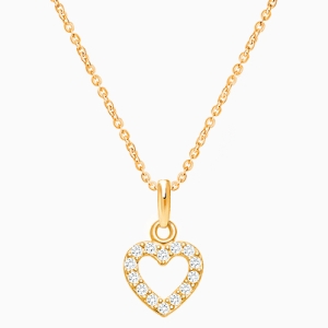 Eternal Heart, Clear CZ Children&#039;s Necklace (Includes Chain) - 14K Gold