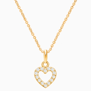 Eternal Heart, Clear CZ Children&#039;s Necklace (Includes Chain) - 14K Gold