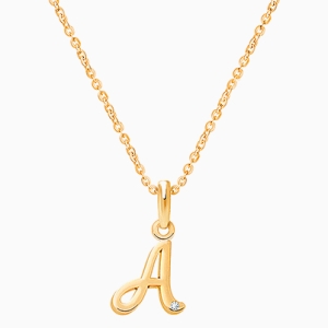 14K Gold Initial with Genuine Diamond, Personalized Mother&#039;s Necklace for Women - 14K Gold