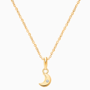 Little Moon, Clear CZ Mother&#039;s Necklace for Women - 14K Gold