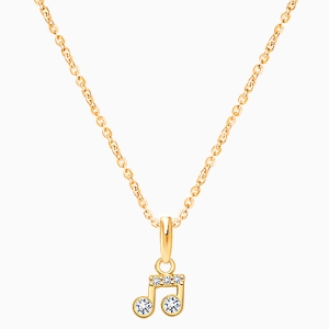 Magical Music Note, Clear CZ Children&#039;s Necklace for Girls - 14K Gold