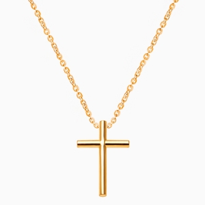 Rounded Cross, Children&#039;s Necklace (Includes Chain) - 14K Gold