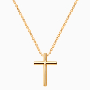 Rounded Cross, Communion Children&#039;s Necklace for Girls - 14K Gold