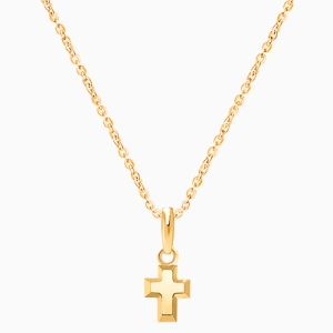 Simple Cross, Teeny Tiny Children&#039;s Necklace for Boys - 14K Gold