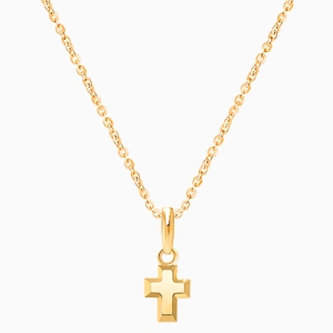 Simple Cross, Teeny Tiny Children&#039;s Necklace for Boys - 14K Gold