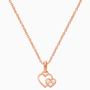 Better Together, Pavé CZ Heart Teen&#039;s Necklace for Girls - 14K Rose Gold