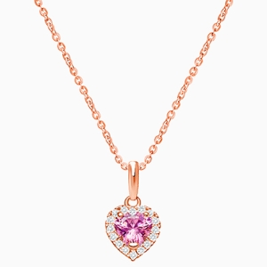 Blissful Heart, Halo Necklace, Mother&#039;s Necklace (Includes Chain) - 14K Rose Gold
