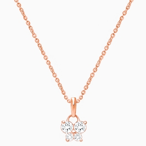 Butterfly Light, Pavé CZ Children&#039;s Necklace for Girls - 14K Rose Gold