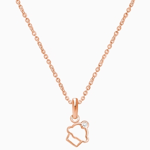 Cupcake Cutie, Clear CZ Children&#039;s Necklace for Girls - 14K Rose Gold