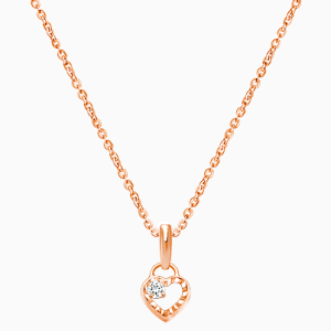 Touch of Sparkle, Clear CZ Heart, Mother&#039;s Necklace for Women - 14K Rose Gold