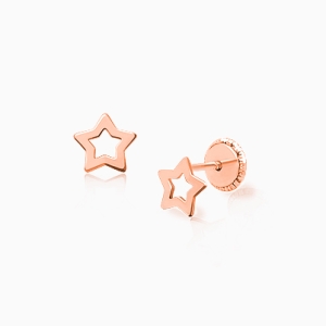 Wish Upon a Star, Baby/Children&#039;s Earrings, Screw Back - 14K Rose Gold