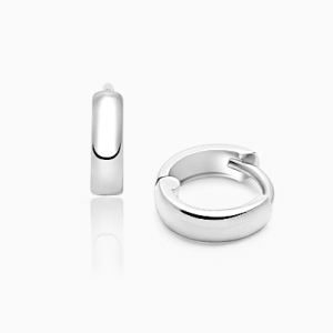 9mm Tiny Wide Huggie Hoop, Baby/Children&#039;s Earrings - 14K White Gold