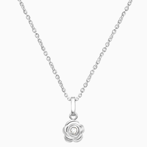 Blushing Rose, Clear CZ Mother&#039;s Necklace for Women - 14K White Gold