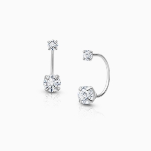 CZ Screw Front, Baby/Children&#039;s Earrings - 14K White Gold